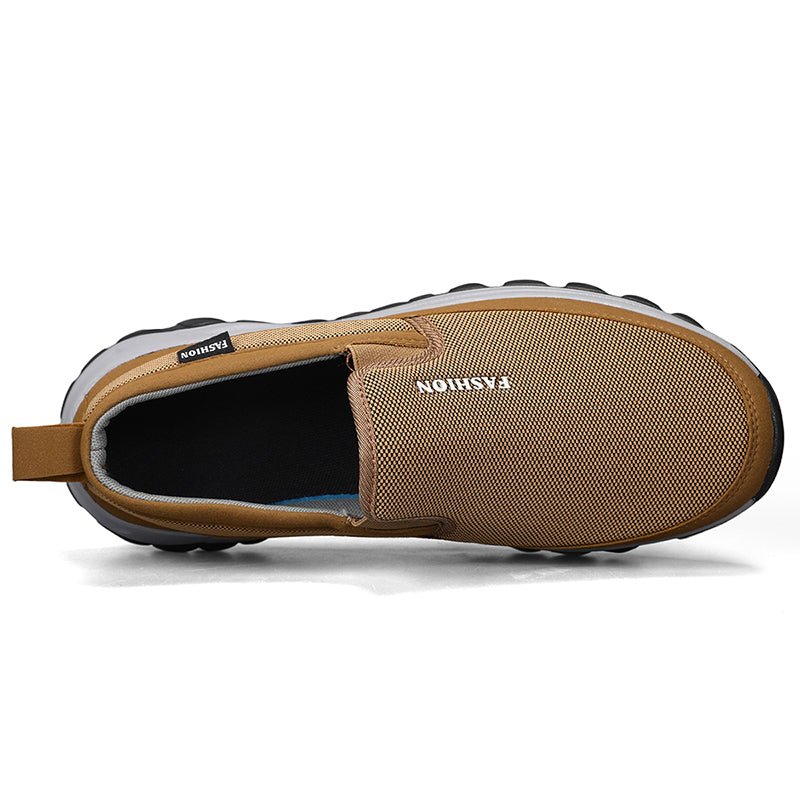 Men's Mesh Walking Shoes - Slip-On, Cushioned, Wide Toe Box with Arch Support