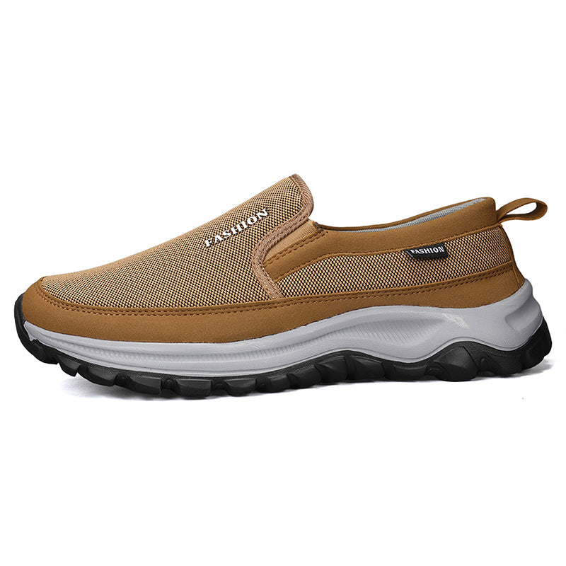 Men's Mesh Walking Shoes - Slip-On, Cushioned, Wide Toe Box with Arch Support