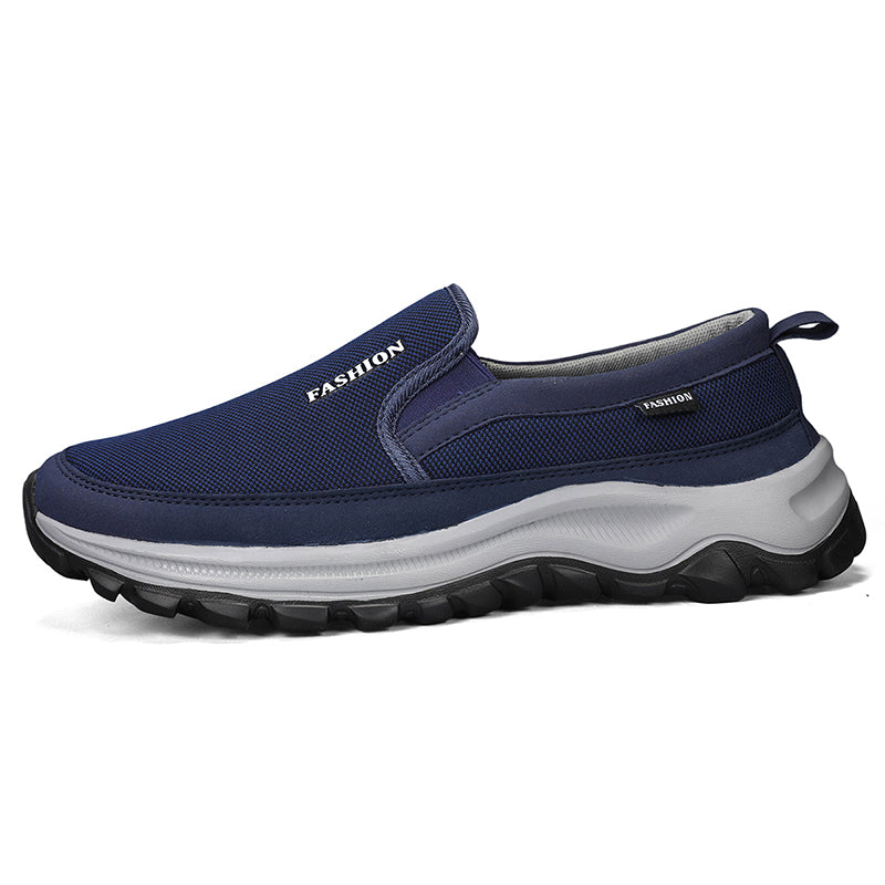 Men's Mesh Walking Shoes - Slip-On, Cushioned, Wide Toe Box with Arch Support