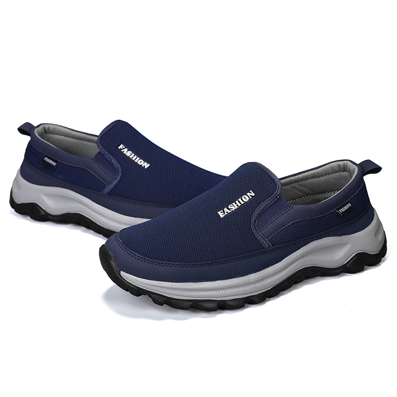Men's Mesh Walking Shoes - Slip-On, Cushioned, Wide Toe Box with Arch Support