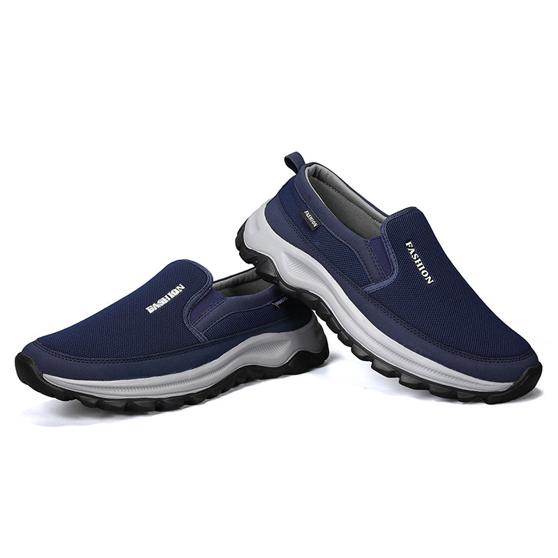 Men's Mesh Walking Shoes - Slip-On, Cushioned, Wide Toe Box with Arch Support