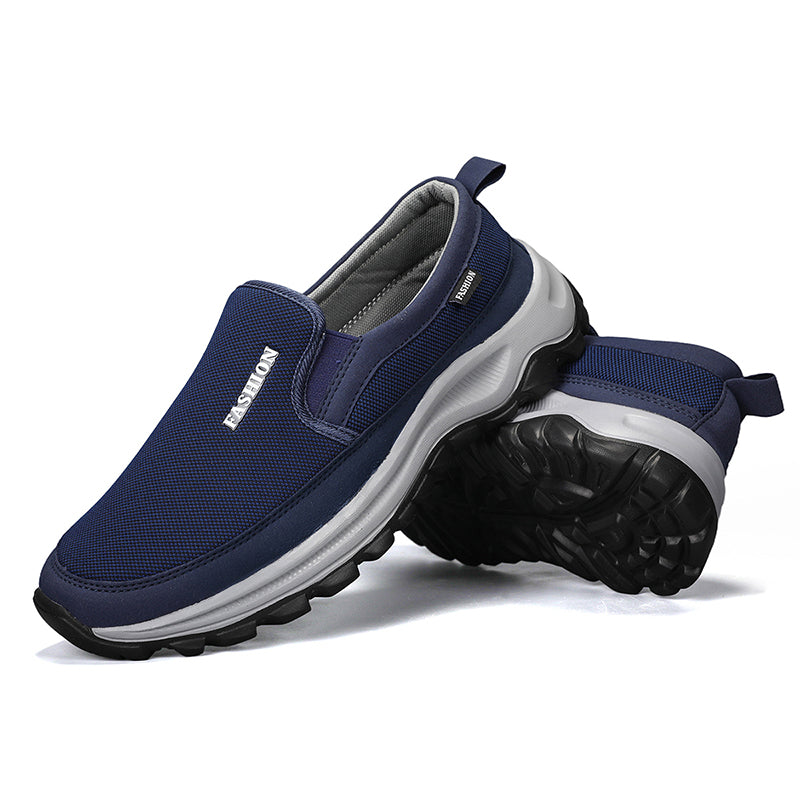 Men's Mesh Walking Shoes - Slip-On, Cushioned, Wide Toe Box with Arch Support