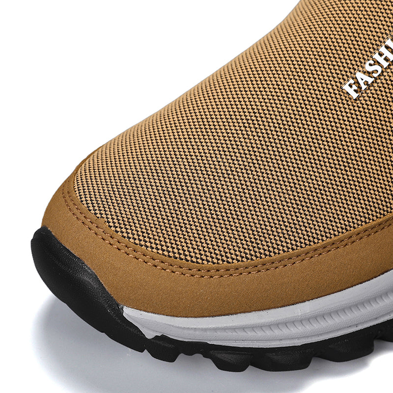 Men's Mesh Walking Shoes - Slip-On, Cushioned, Wide Toe Box with Arch Support