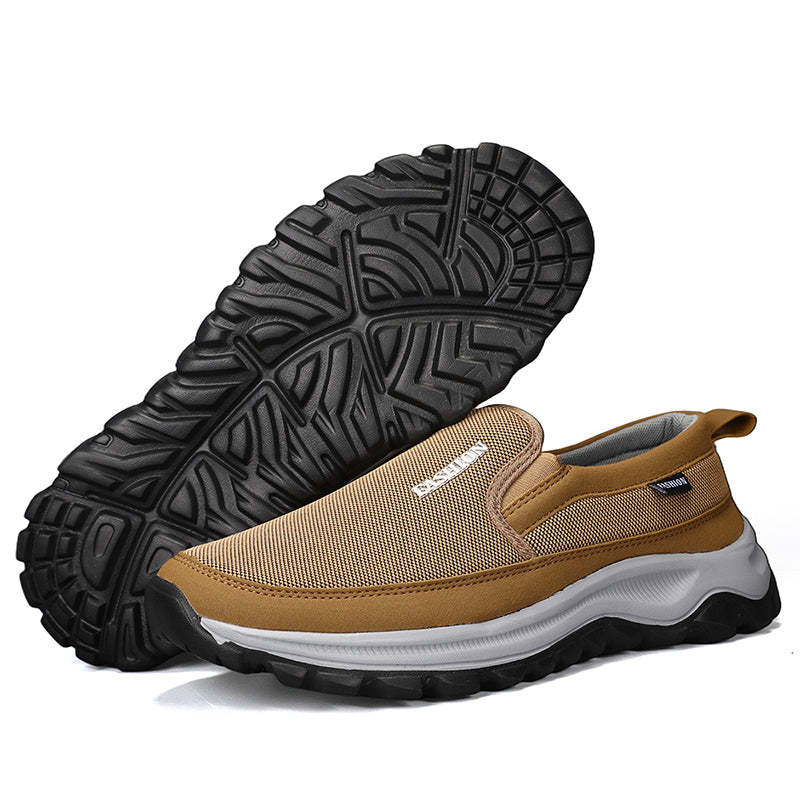 Men's Mesh Walking Shoes - Slip-On, Cushioned, Wide Toe Box with Arch Support