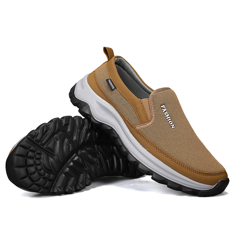 Men's Mesh Walking Shoes - Slip-On, Cushioned, Wide Toe Box with Arch Support