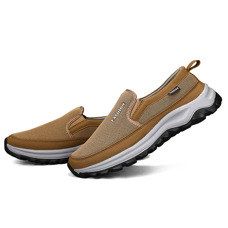 Men's Mesh Walking Shoes - Slip-On, Cushioned, Wide Toe Box with Arch Support