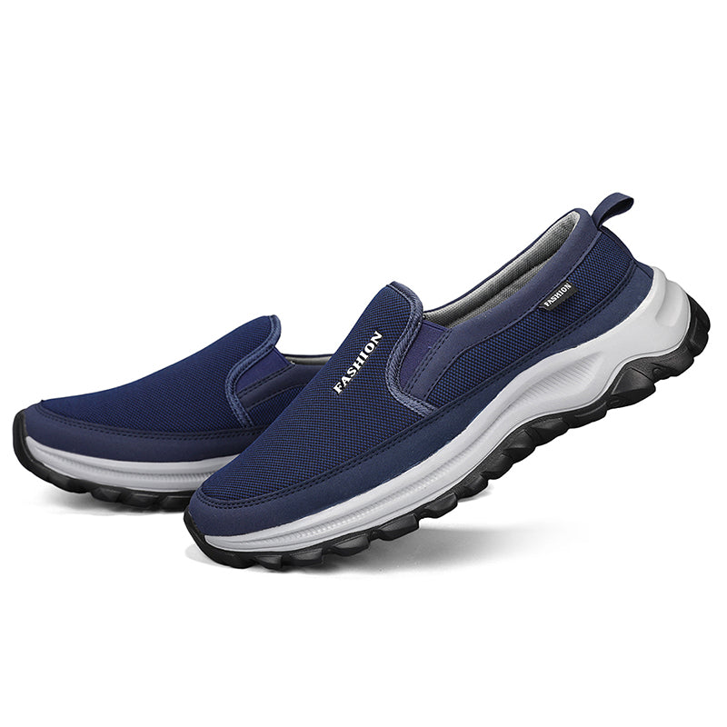 Men's Mesh Walking Shoes - Slip-On, Cushioned, Wide Toe Box with Arch Support