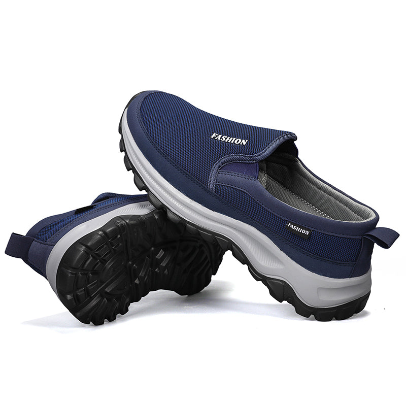 Men's Mesh Walking Shoes - Slip-On, Cushioned, Wide Toe Box with Arch Support