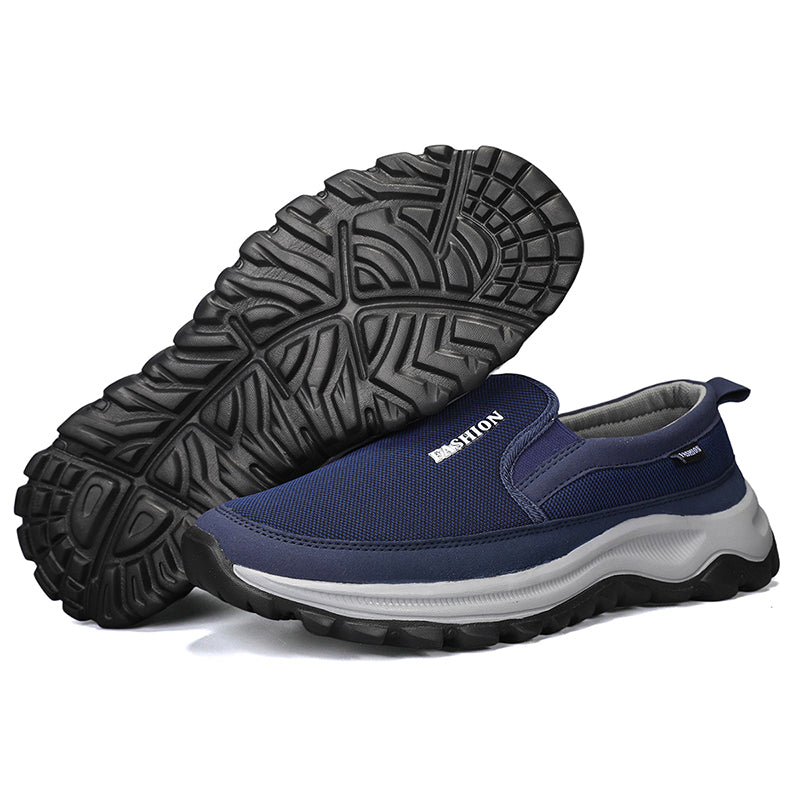 Men's Mesh Walking Shoes - Slip-On, Cushioned, Wide Toe Box with Arch Support