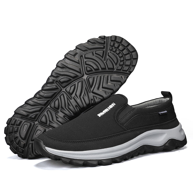 Men's Mesh Walking Shoes - Slip-On, Cushioned, Wide Toe Box with Arch Support