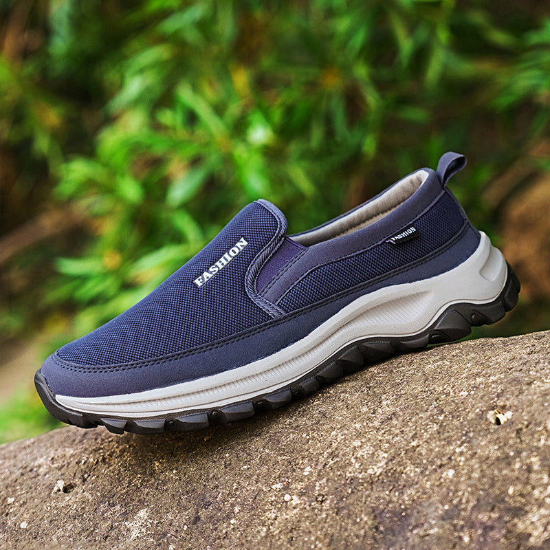 Men's Mesh Walking Shoes - Slip-On, Cushioned, Wide Toe Box with Arch Support