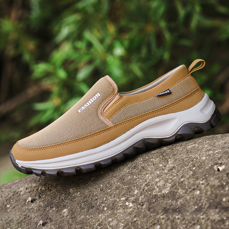 Men's Mesh Walking Shoes - Slip-On, Cushioned, Wide Toe Box with Arch Support