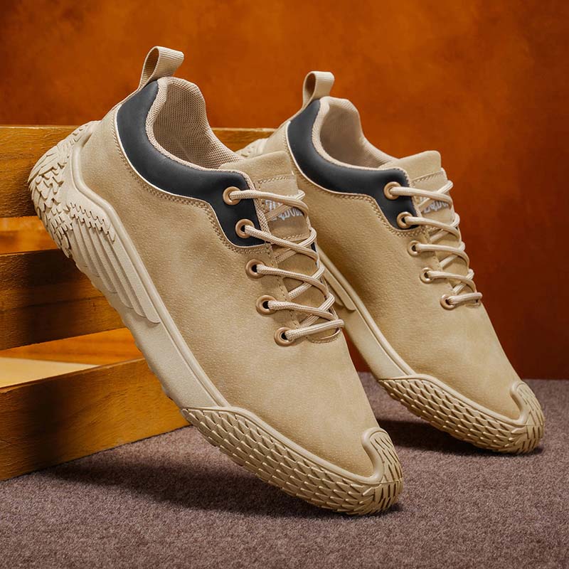 Men's Mixed Suede Casual Boots - Lace-Up, Waterproof, Wide Toe Box with Arch Support