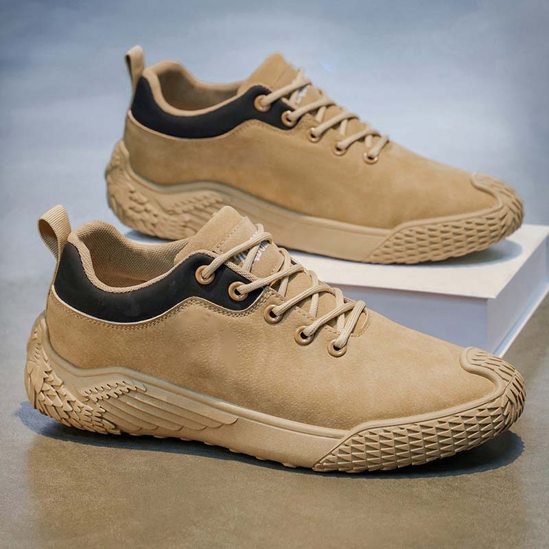 Men's Mixed Suede Casual Boots - Lace-Up, Waterproof, Wide Toe Box with Arch Support