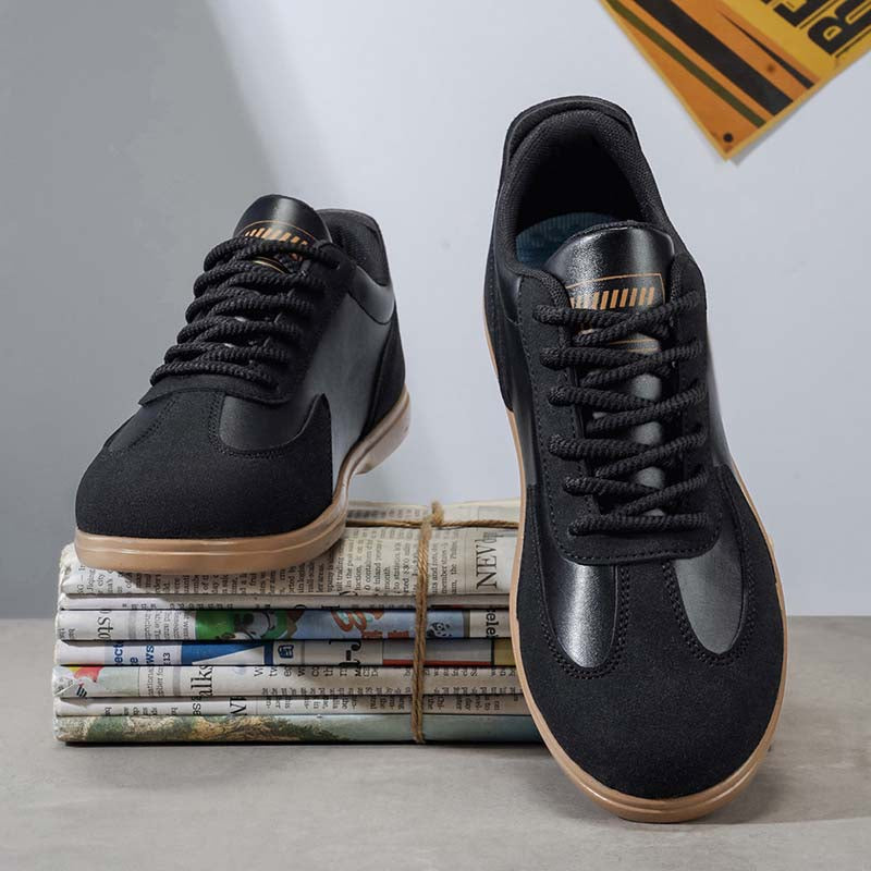 Men's Mixed Material Casual Boots - Lace-Up, Waterproof, Wide Toe Box with Arch Support