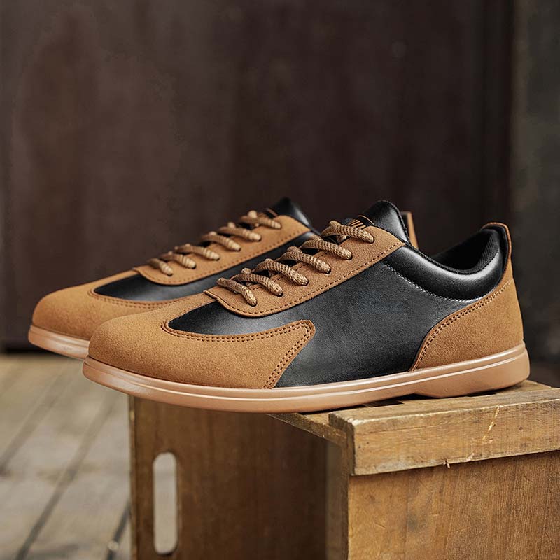 Men's Mixed Material Casual Boots - Lace-Up, Waterproof, Wide Toe Box with Arch Support
