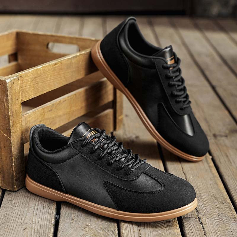 Men's Mixed Material Casual Boots - Lace-Up, Waterproof, Wide Toe Box with Arch Support