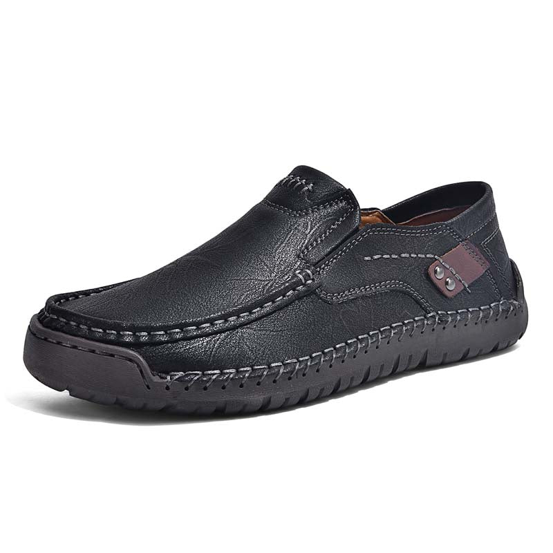 Men's Genuine Leather Casual Boots - Slip-On, Waterproof, Wide Toe Box with Arch Support