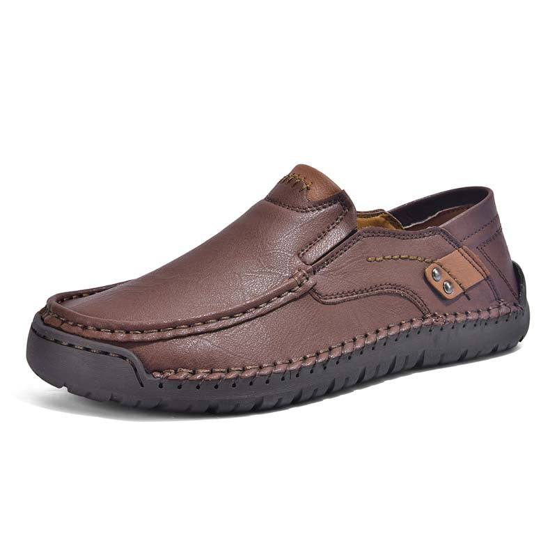 Men's Genuine Leather Casual Boots - Slip-On, Waterproof, Wide Toe Box with Arch Support