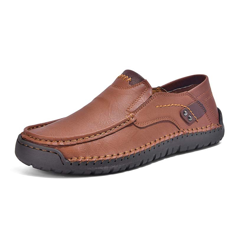 Men's Genuine Leather Casual Boots - Slip-On, Waterproof, Wide Toe Box with Arch Support