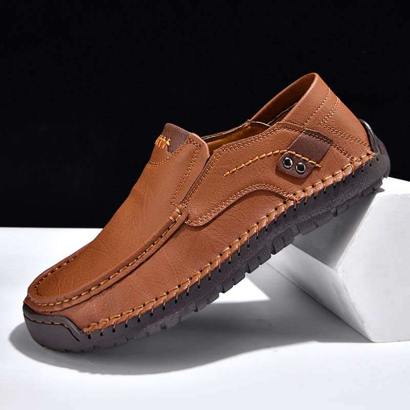 Men's Genuine Leather Casual Boots - Slip-On, Waterproof, Wide Toe Box with Arch Support