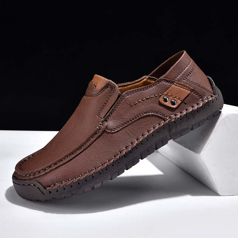 Men's Genuine Leather Casual Boots - Slip-On, Waterproof, Wide Toe Box with Arch Support