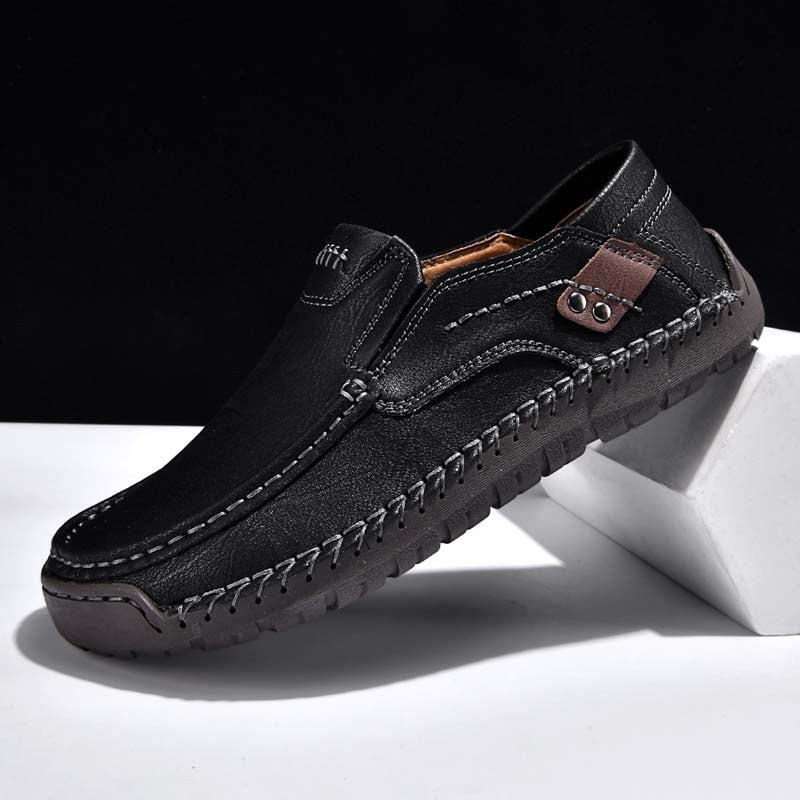 Men's Genuine Leather Casual Boots - Slip-On, Waterproof, Wide Toe Box with Arch Support