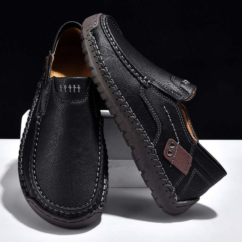 Men's Genuine Leather Casual Boots - Slip-On, Waterproof, Wide Toe Box with Arch Support