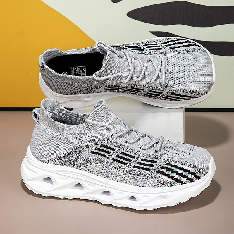 Men's Mesh Walking Shoes - Lace-Up, Cushioned, Wide Toe Box with Arch Support