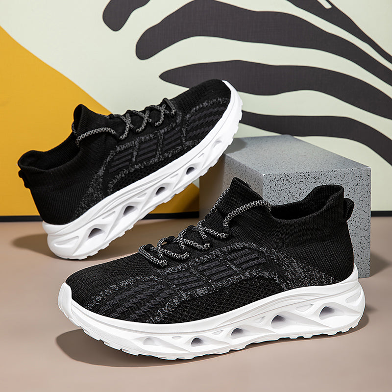 Men's Mesh Walking Shoes - Lace-Up, Cushioned, Wide Toe Box with Arch Support