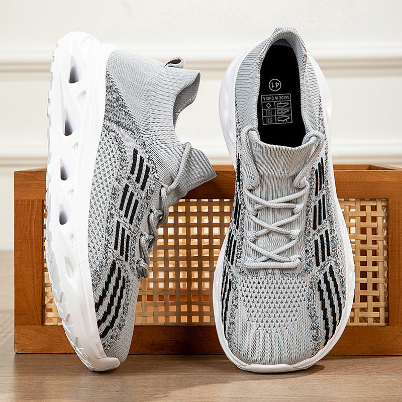 Men's Mesh Walking Shoes - Lace-Up, Cushioned, Wide Toe Box with Arch Support