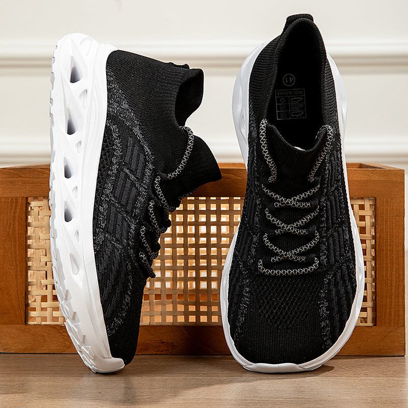 Men's Mesh Walking Shoes - Lace-Up, Cushioned, Wide Toe Box with Arch Support