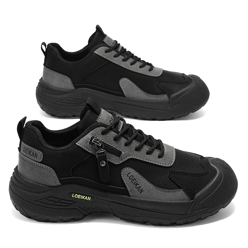 Men's Suede Hiking Shoes - Lace-Up, Breathable, Slip-Resistant, Wide Toe Box with Arch Support