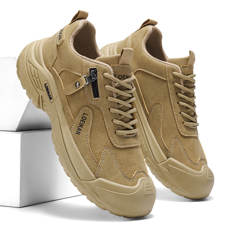 Men's Suede Hiking Shoes - Lace-Up, Breathable, Slip-Resistant, Wide Toe Box with Arch Support