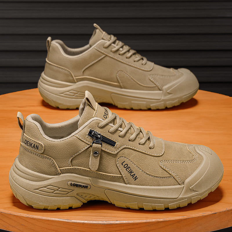 Men's Suede Hiking Shoes - Lace-Up, Breathable, Slip-Resistant, Wide Toe Box with Arch Support