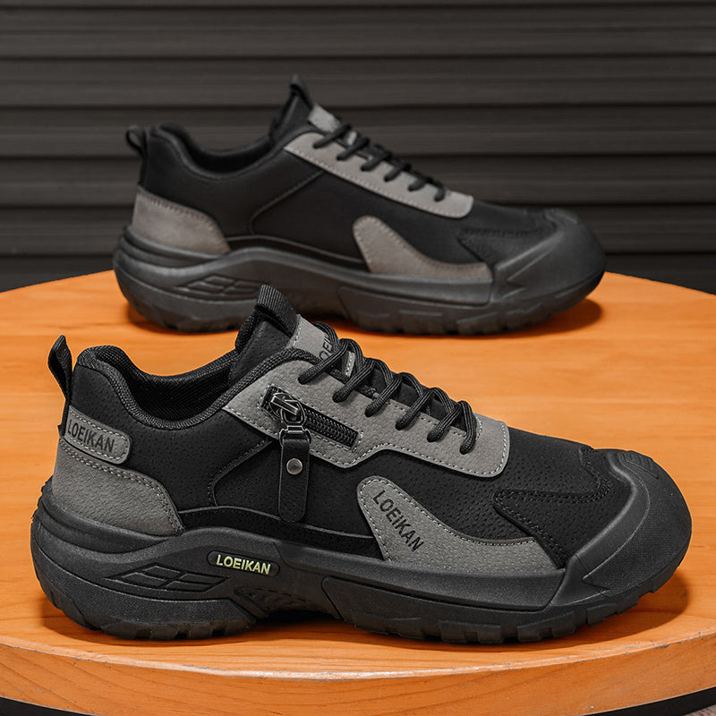Men's Suede Hiking Shoes - Lace-Up, Breathable, Slip-Resistant, Wide Toe Box with Arch Support