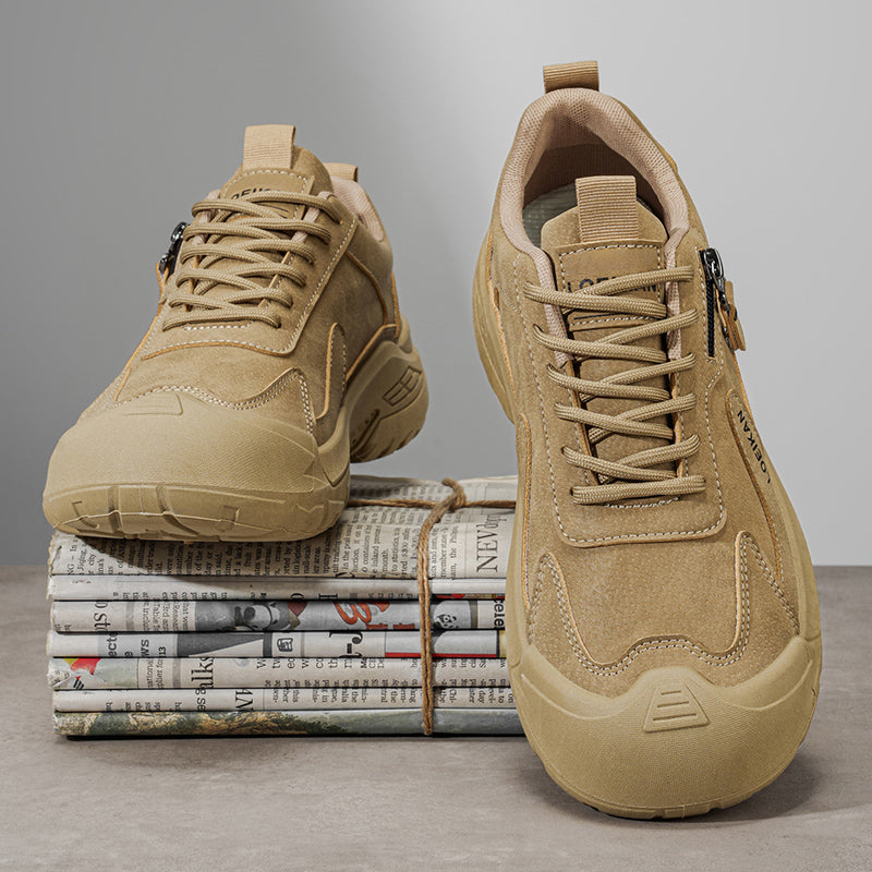 Men's Suede Hiking Shoes - Lace-Up, Breathable, Slip-Resistant, Wide Toe Box with Arch Support