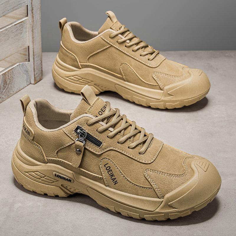 Men's Suede Hiking Shoes - Lace-Up, Breathable, Slip-Resistant, Wide Toe Box with Arch Support