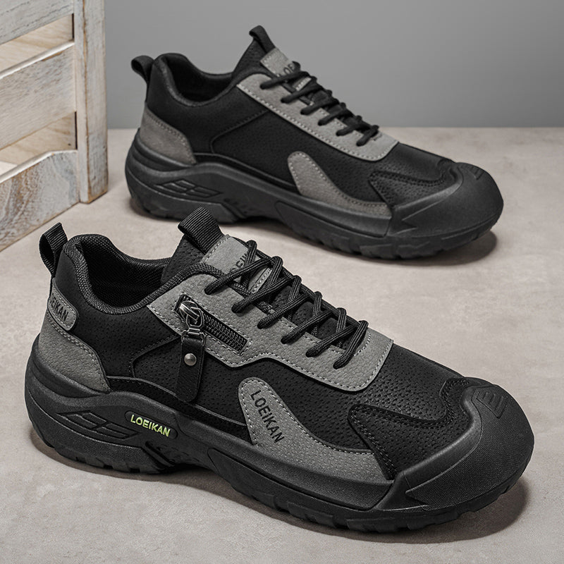 Men's Suede Hiking Shoes - Lace-Up, Breathable, Slip-Resistant, Wide Toe Box with Arch Support