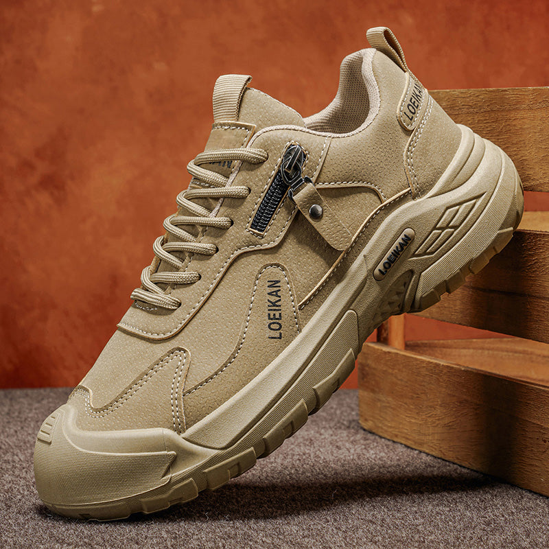 Men's Suede Hiking Shoes - Lace-Up, Breathable, Slip-Resistant, Wide Toe Box with Arch Support