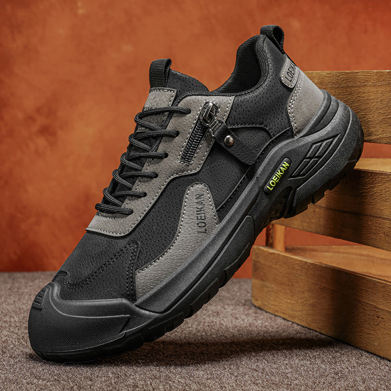 Men's Suede Hiking Shoes - Lace-Up, Breathable, Slip-Resistant, Wide Toe Box with Arch Support
