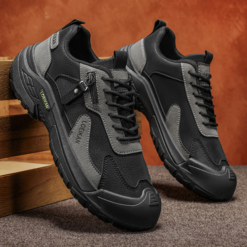 Men's Suede Hiking Shoes - Lace-Up, Breathable, Slip-Resistant, Wide Toe Box with Arch Support