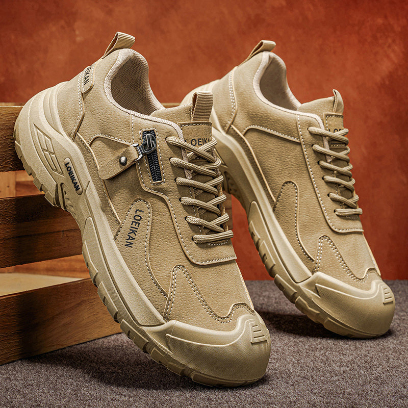 Men's Suede Hiking Shoes - Lace-Up, Breathable, Slip-Resistant, Wide Toe Box with Arch Support