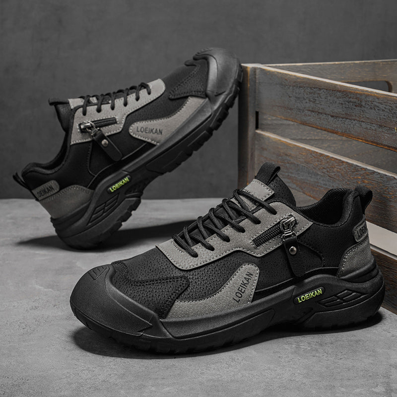 Men's Suede Hiking Shoes - Lace-Up, Breathable, Slip-Resistant, Wide Toe Box with Arch Support