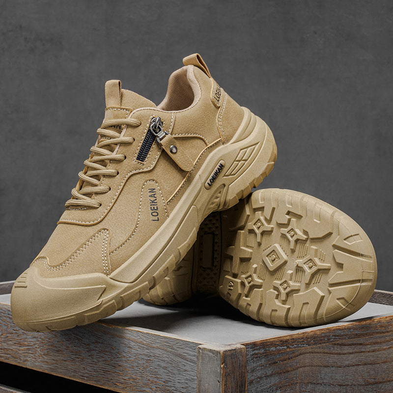 Men's Suede Hiking Shoes - Lace-Up, Breathable, Slip-Resistant, Wide Toe Box with Arch Support