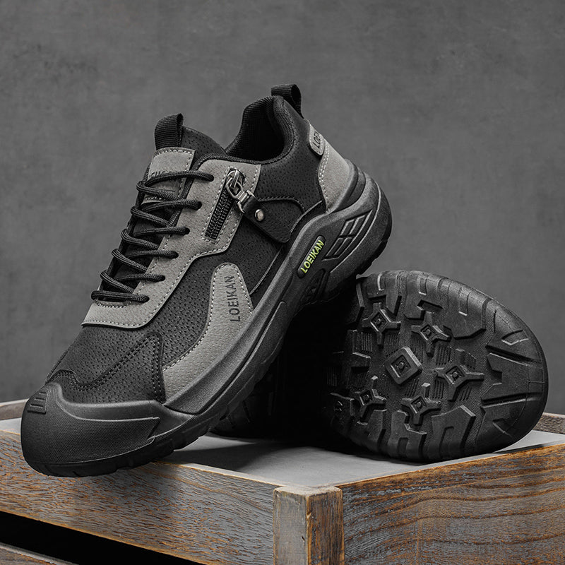 Men's Suede Hiking Shoes - Lace-Up, Breathable, Slip-Resistant, Wide Toe Box with Arch Support