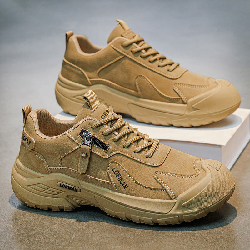Men's Suede Hiking Shoes - Lace-Up, Breathable, Slip-Resistant, Wide Toe Box with Arch Support