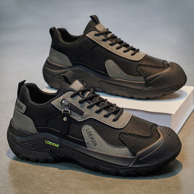 Men's Suede Hiking Shoes - Lace-Up, Breathable, Slip-Resistant, Wide Toe Box with Arch Support