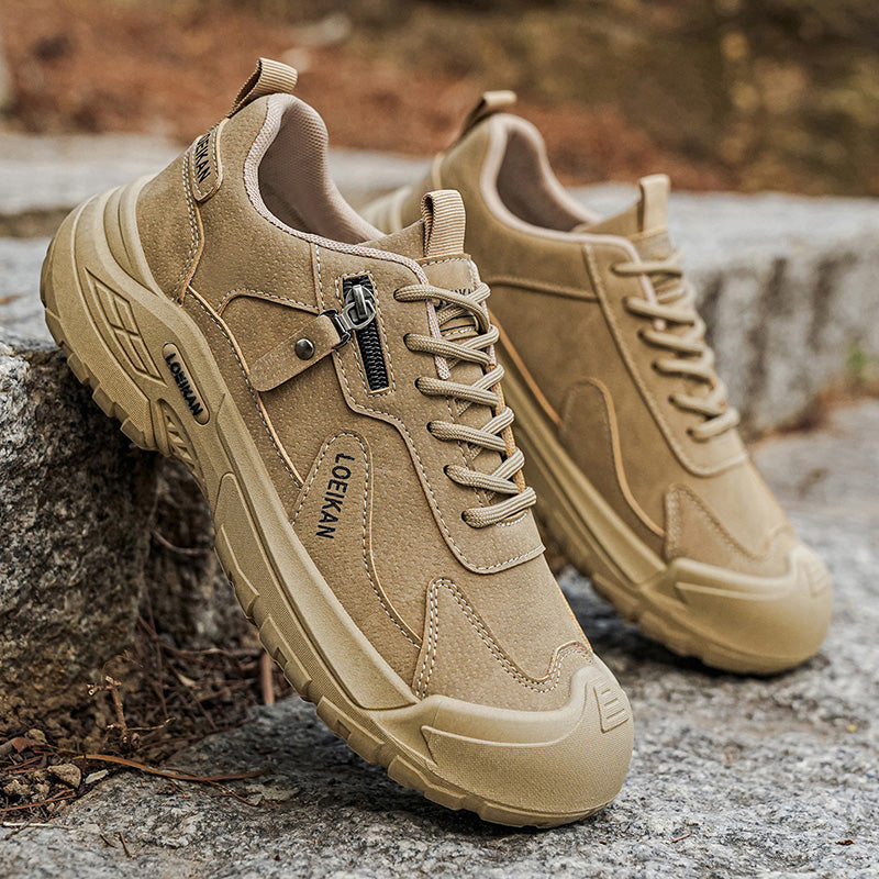 Men's Suede Hiking Shoes - Lace-Up, Breathable, Slip-Resistant, Wide Toe Box with Arch Support