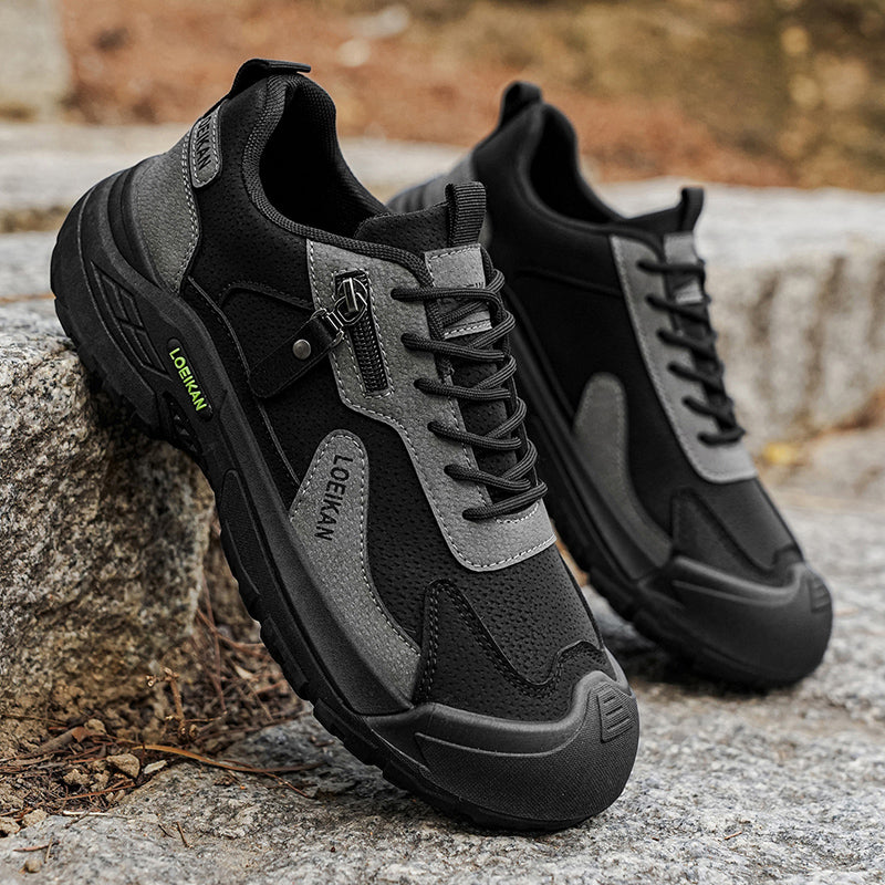 Men's Suede Hiking Shoes - Lace-Up, Breathable, Slip-Resistant, Wide Toe Box with Arch Support